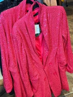 Hot Pink Sequin Jacket Dress